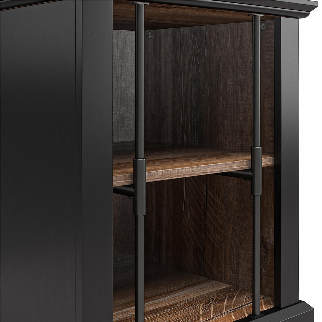 Hoffman Two-Toned Rustic End Table with 2 Open Shelves - Black