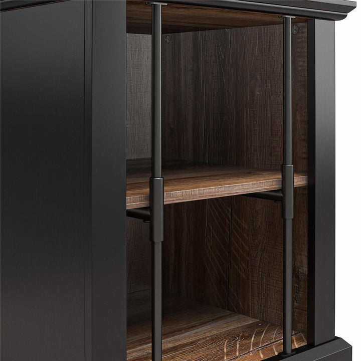 Hoffman Two-Toned Rustic End Table with 2 Open Shelves - Black