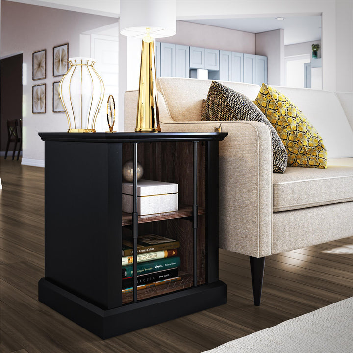 Hoffman Two-Toned Rustic End Table with 2 Open Shelves - Black