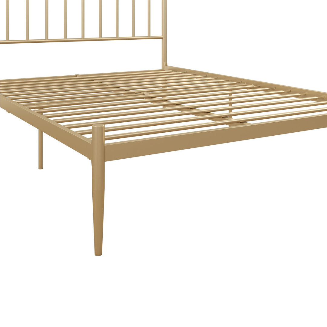 Giulia Modern Metal Platform Bed with Headboard and Underbed Clearance  - Gold - Queen