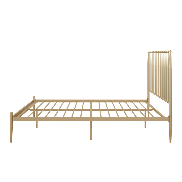 Giulia Modern Metal Platform Bed with Headboard and Underbed Clearance  - Gold - King