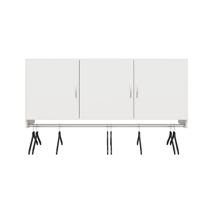 Basin 3 Door Wall Storage Cabinet with Hanging Rod - White