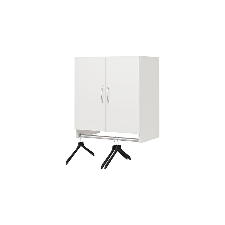 wall storage cabinet with hanging rod - White