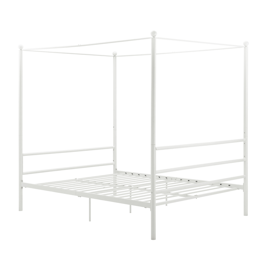 Sleek metal bed - White - Full
