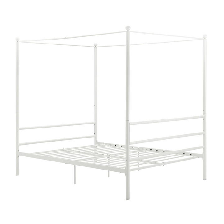 Sleek metal bed - White - Full