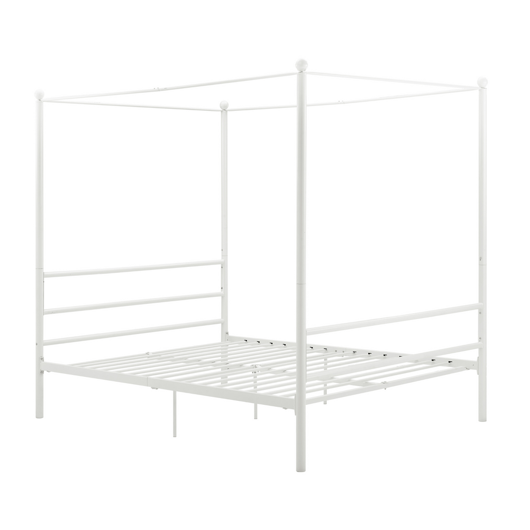 canopy bed frame metal - White - Queen