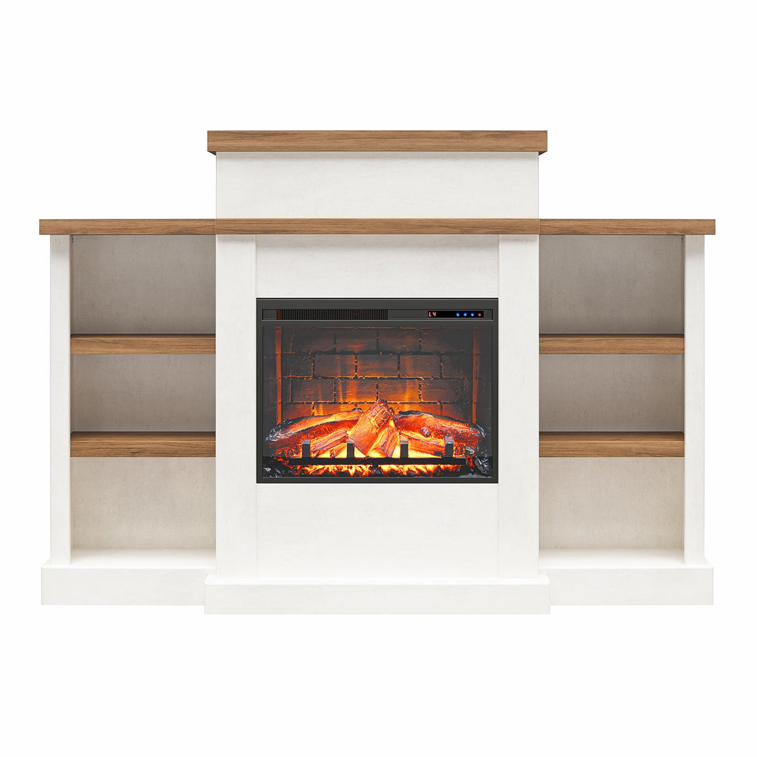 Gateswood Electric Fireplace with Mantel and Bookcase  -  Plaster
