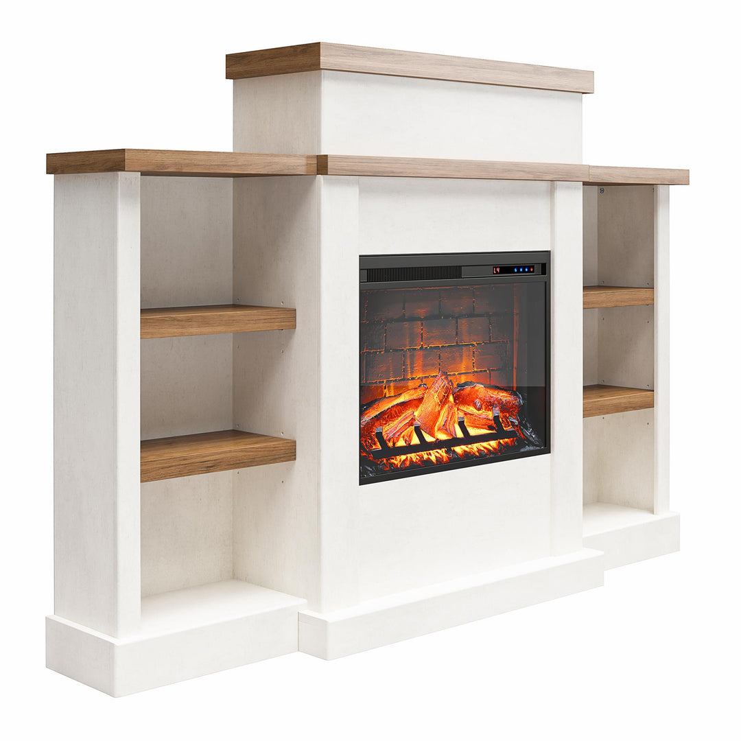 Gateswood Bookcase with Electric Fireplace -  Plaster