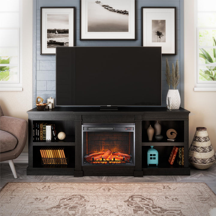 Baileywick Black Oak TV Console with Fireplace -  Black Oak