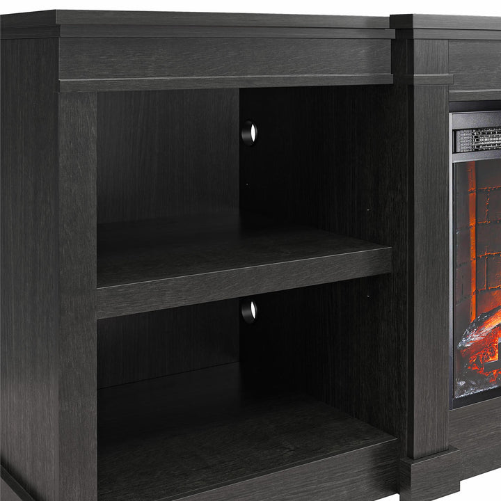 Baileywick Black Oak TV Console with Electric Fireplace -  Black Oak