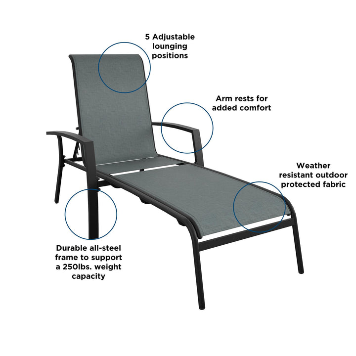 Adjustable aluminum lounge chair -  Black 