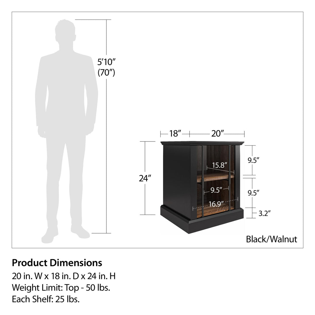 Hoffman Two-Toned Rustic End Table with 2 Open Shelves - Black