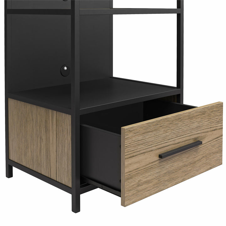 Audio Pier with Mixed Media Design and Storage -  Sterling Oak Veneer
