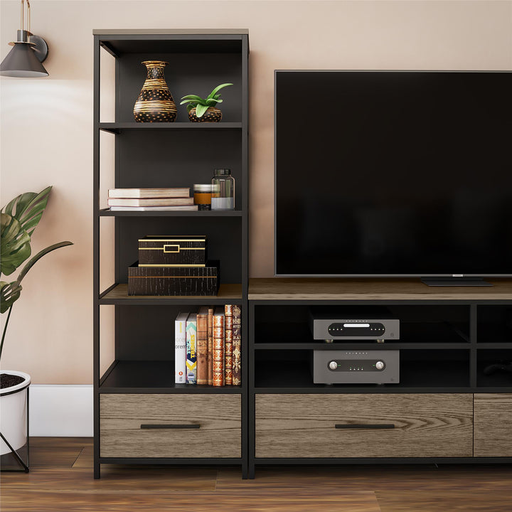 Structure Audio Pier with Drawer Storage -  Sterling Oak Veneer
