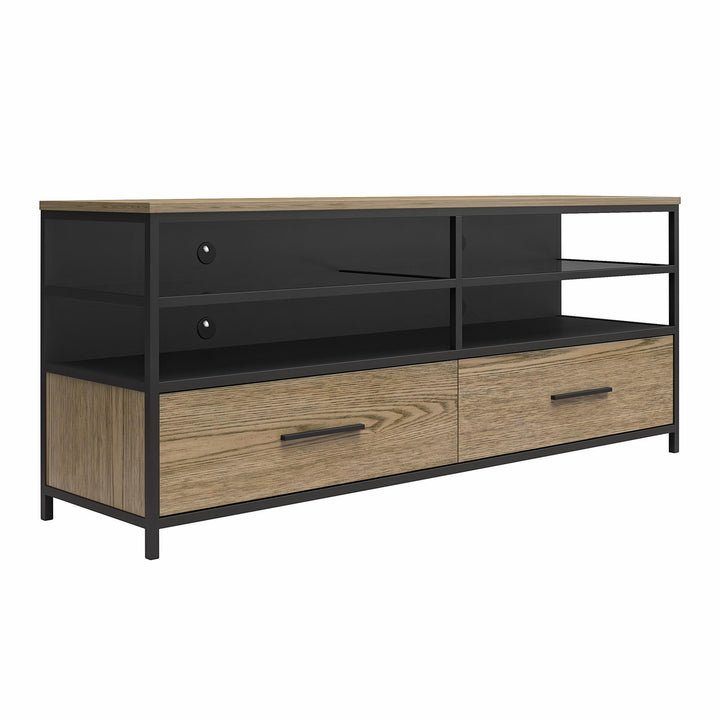 Structure TV Stand with 4 Shelves and Storage Drawers -  Sterling Oak Veneer