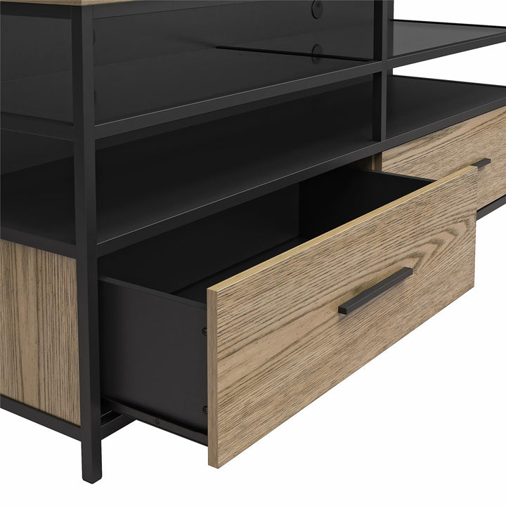 TV Stand with Storage Drawers and Shelves -  Sterling Oak Veneer