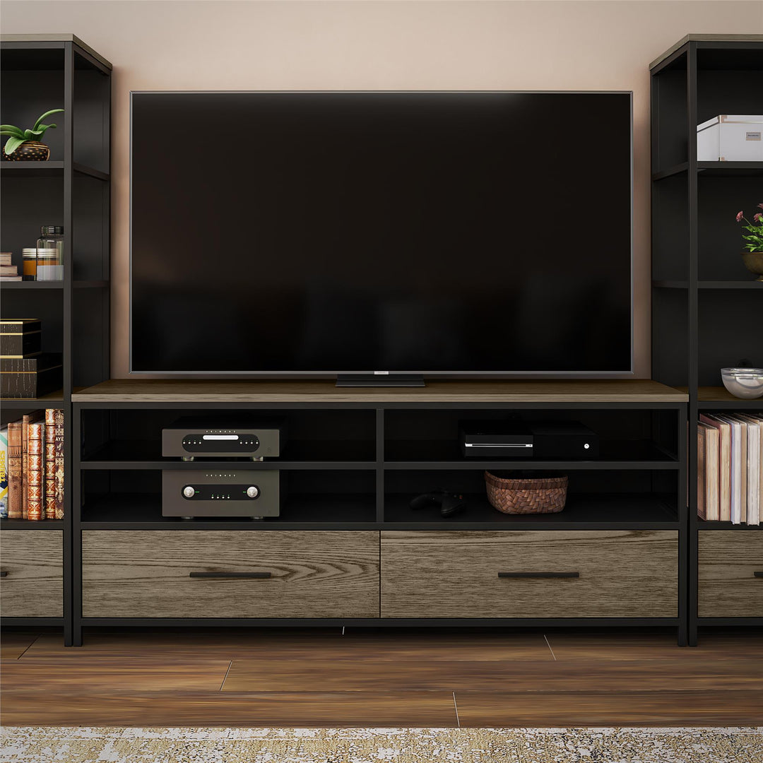 TV Stand with Drawers and Shelves for Storage -  Sterling Oak Veneer