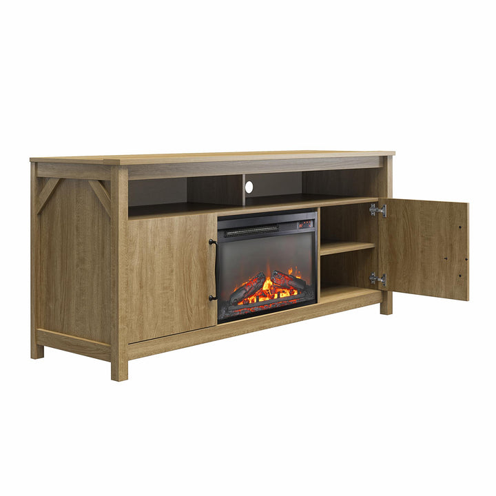 TV Console with Electric Fireplace for 65 Inches -  Natural