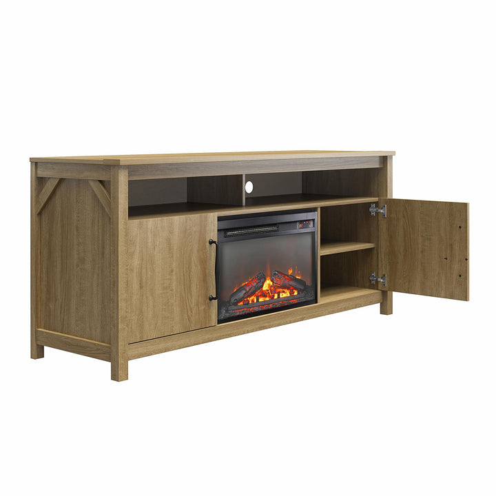 TV Console with Electric Fireplace for 65 Inches -  Natural
