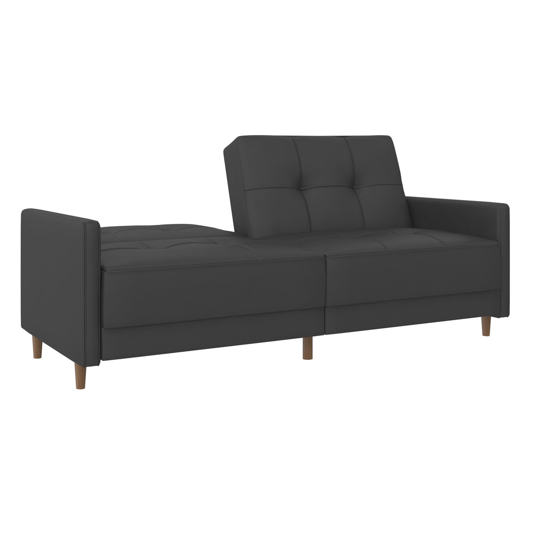 Coil Futon with Wooden Legs -  Gray