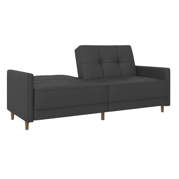 Coil Futon with Wooden Legs -  Gray