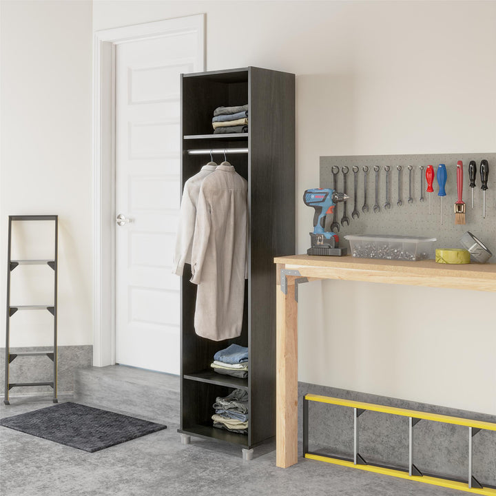 Camberly 18" Wide Mudroom Cabinet with Clothing Rod & Adjustable Shelving - Black Oak