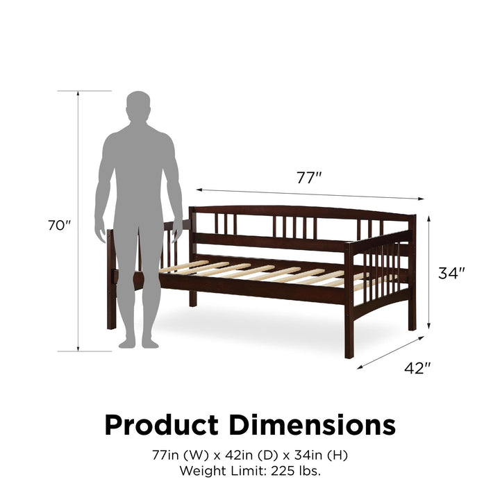 Daybed with Wood Slats for Comfort -  Espresso