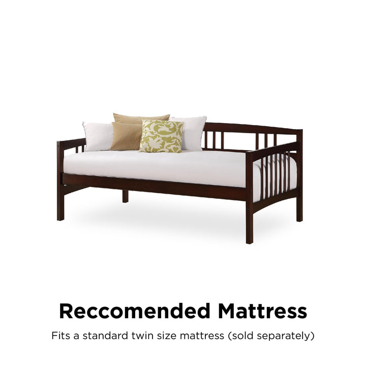 Stylish Wood Daybed with Slats -  Espresso
