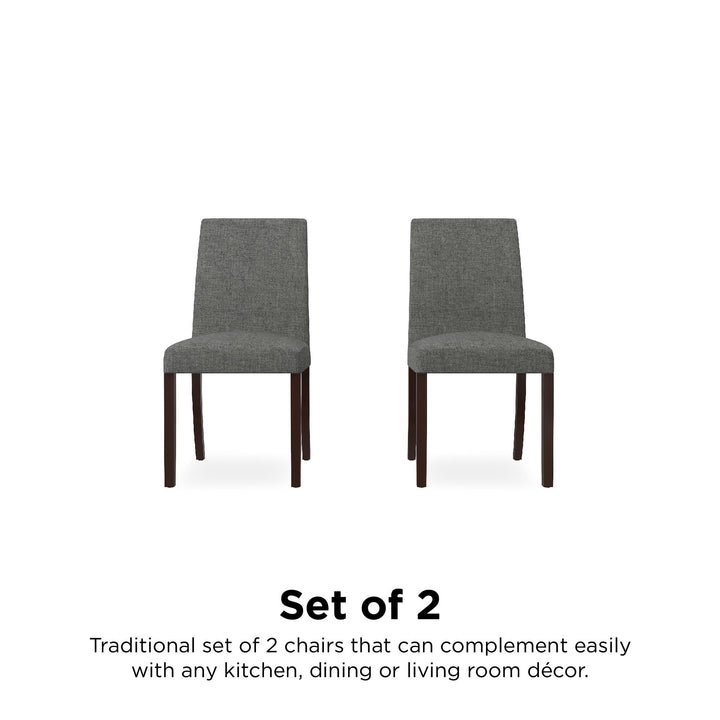 Linen Upholstered Parsons Chairs with Pine Legs -  Gray 