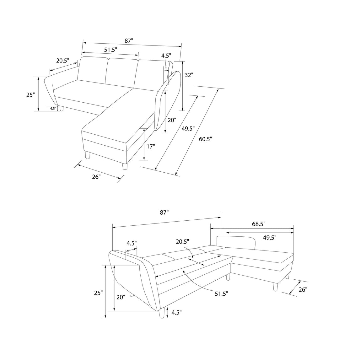Perry Reversible Sectional Futon with Storage - Camel