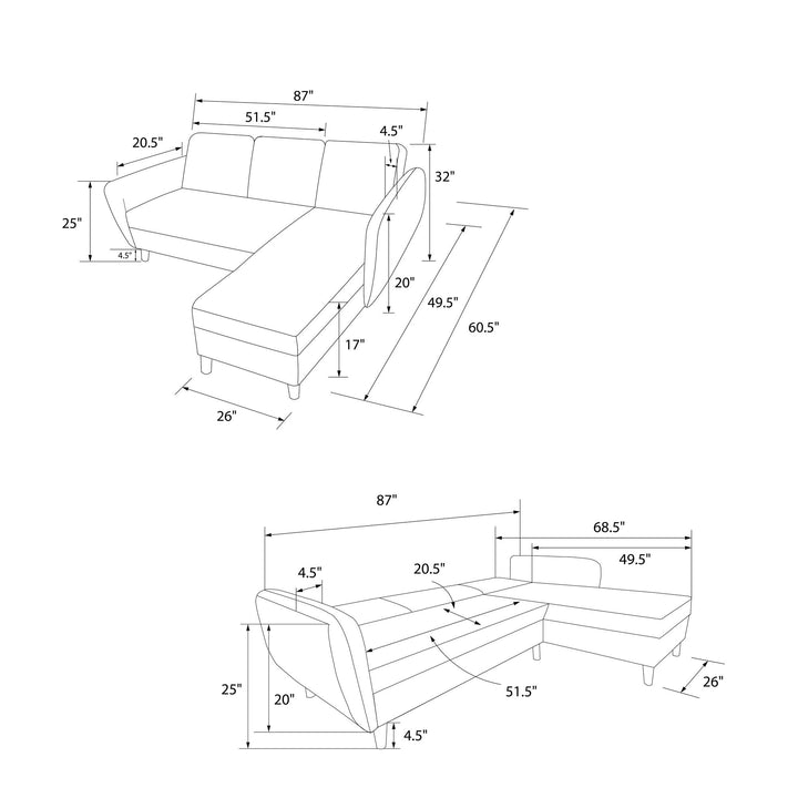 Perry Reversible Sectional Futon with Storage - Camel