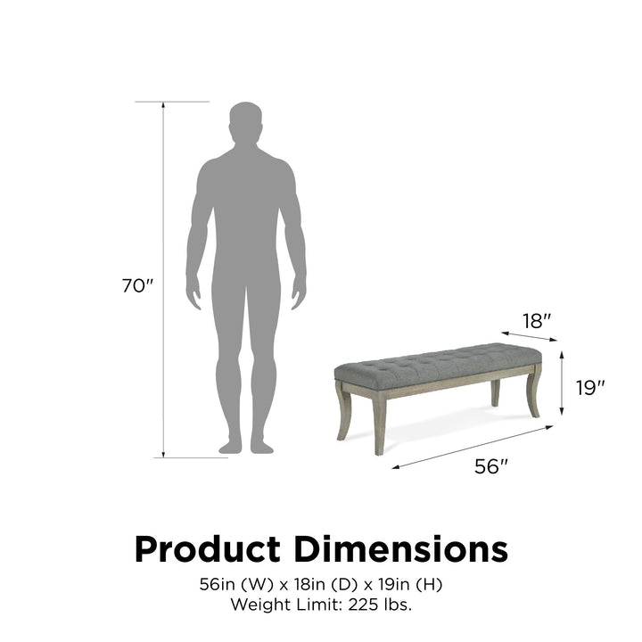 Contemporary Theodore bench for entryway -  Taupe