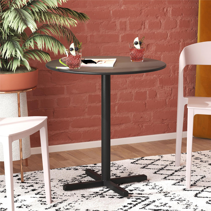 24" Round Indoor/Outdoor Steel Bistro Table - Black - 1-Pack