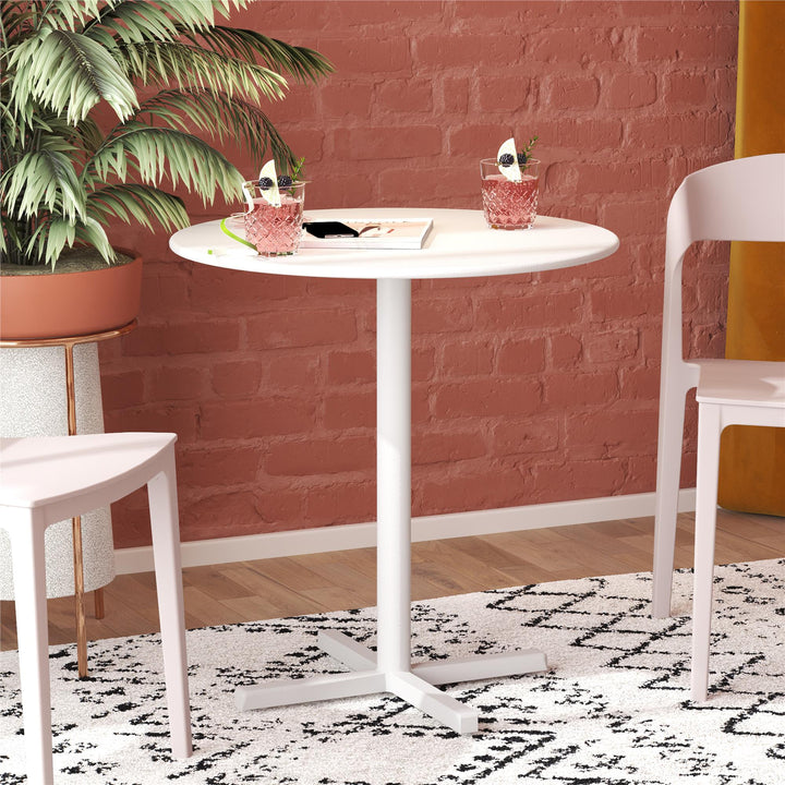 24" Round Indoor/Outdoor Steel Bistro Table - White - 1-Pack