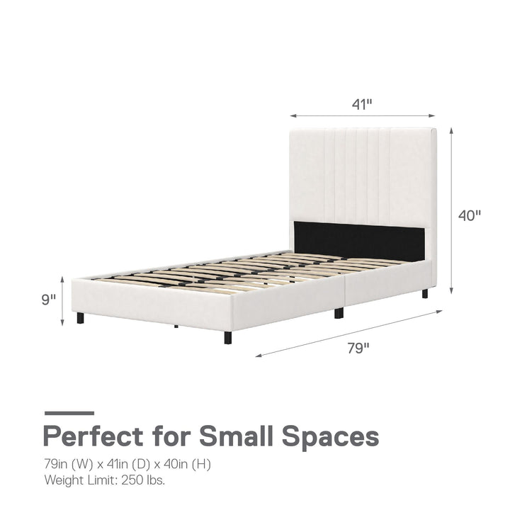 Rio Faux Leather Upholstered Platform Bed with Tufted Headboard - White - Twin