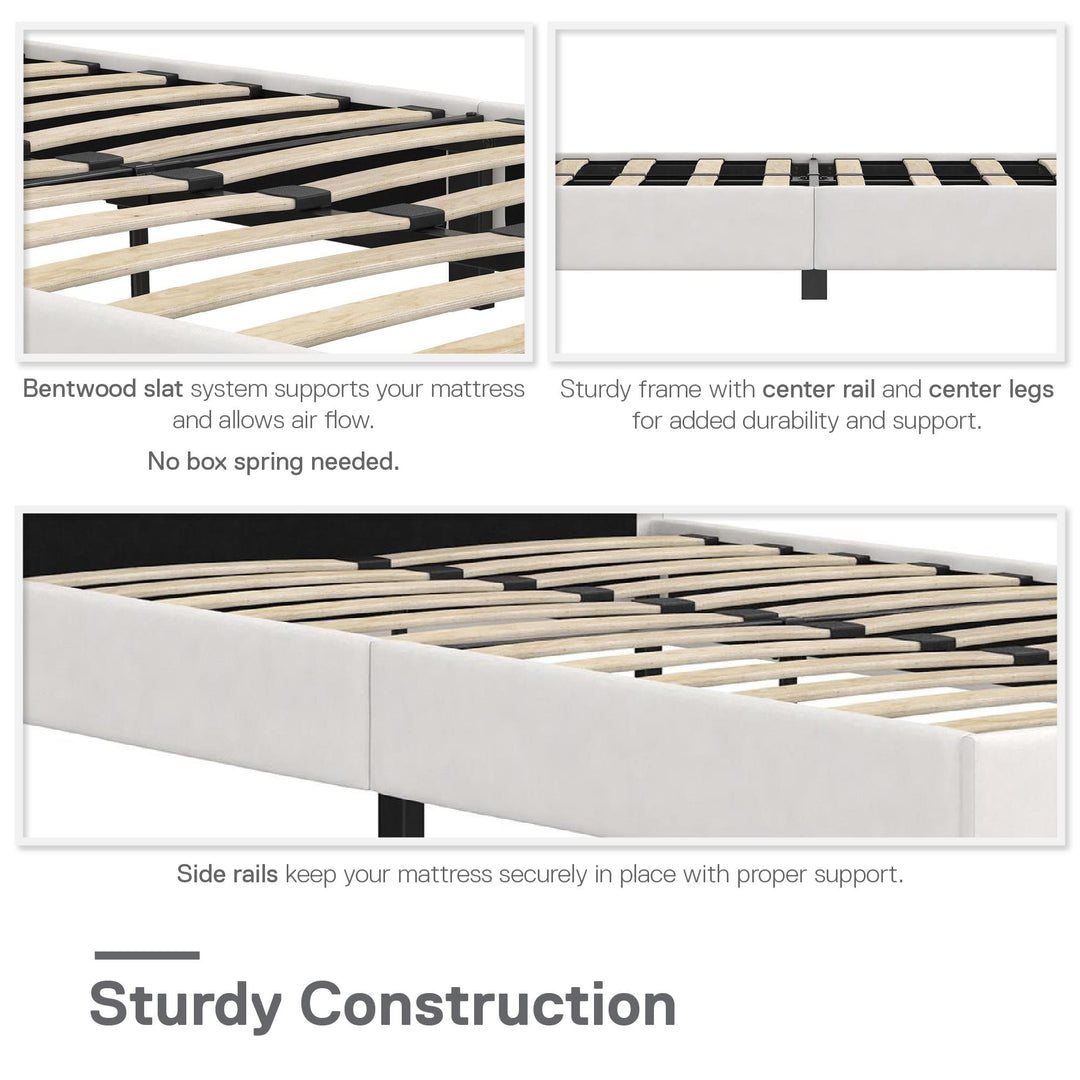 leather platform bed - White - Twin Size