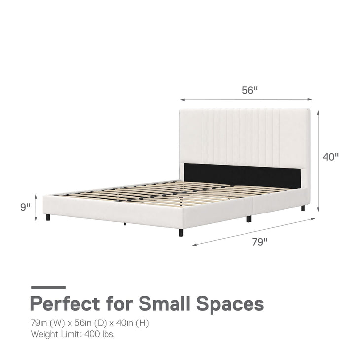 Rio Faux Leather Upholstered Platform Bed with Tufted Headboard - White - Full