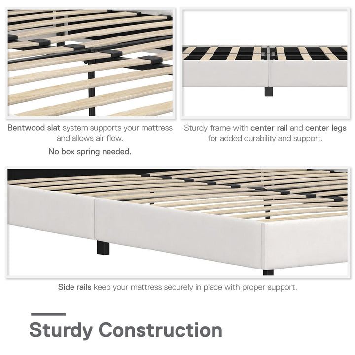 upholstered platform bed king - White - Queen Size