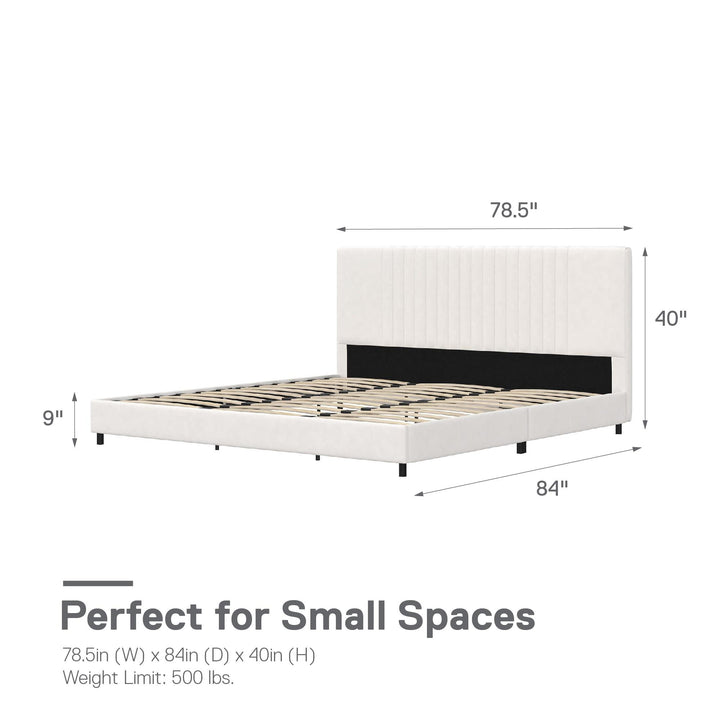 Rio Faux Leather Upholstered Platform Bed with Tufted Headboard - White - King