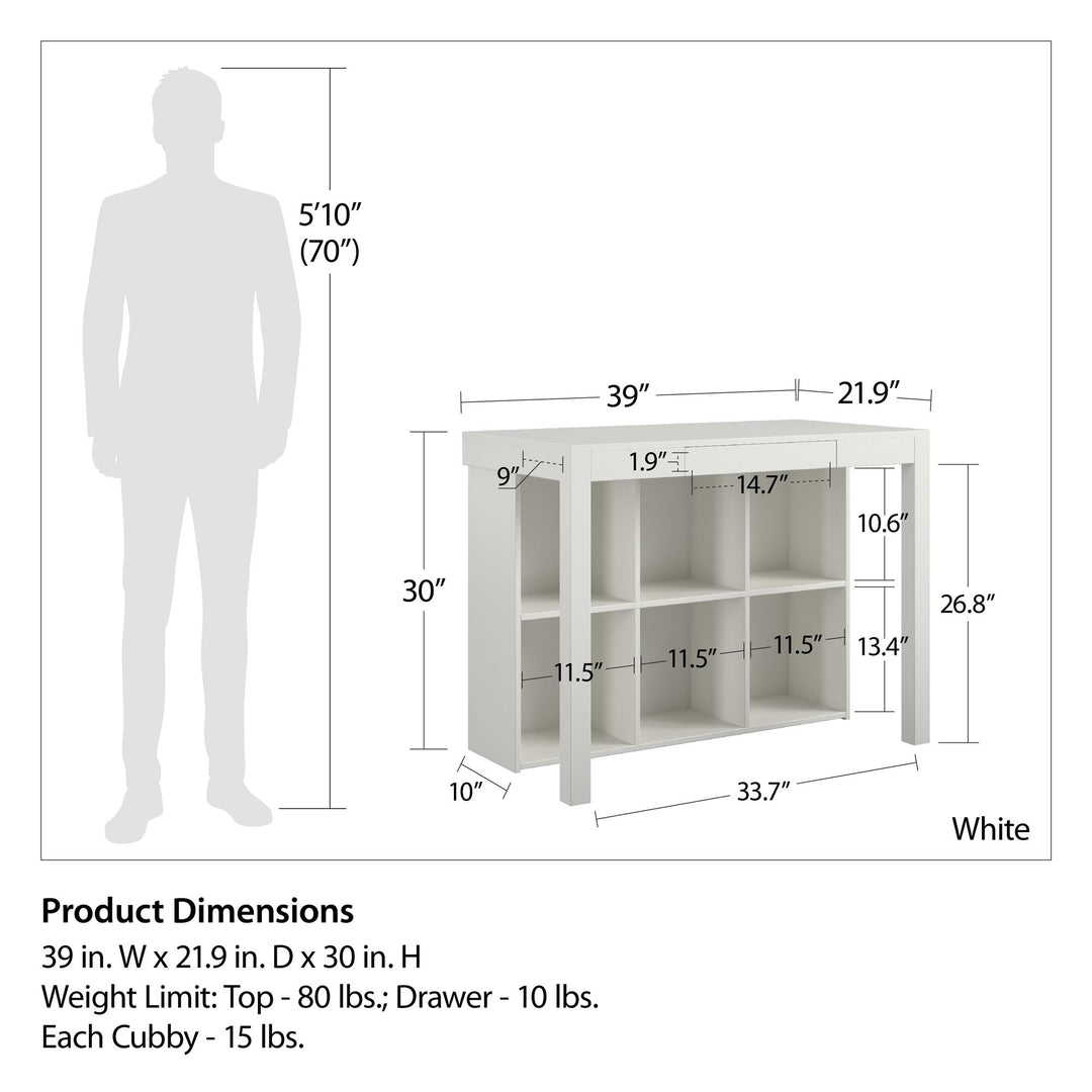 Organize your workspace with Parsons desk's 6 compartments -  White
