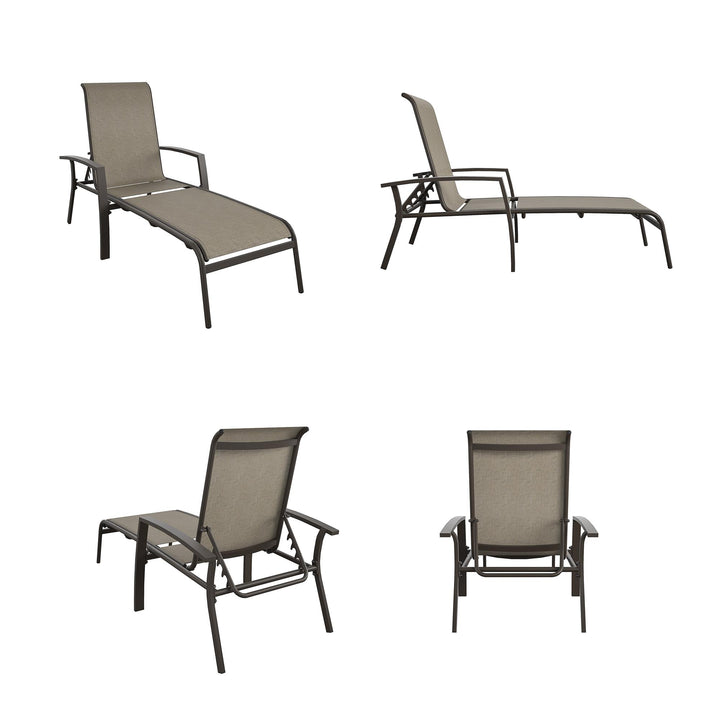 Durable outdoor chaise lounge chairs with aluminum frame -  Brown