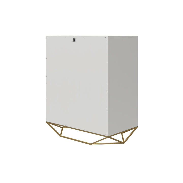 Blair 3 Drawer Dresser with Gold Geometirc Base - White