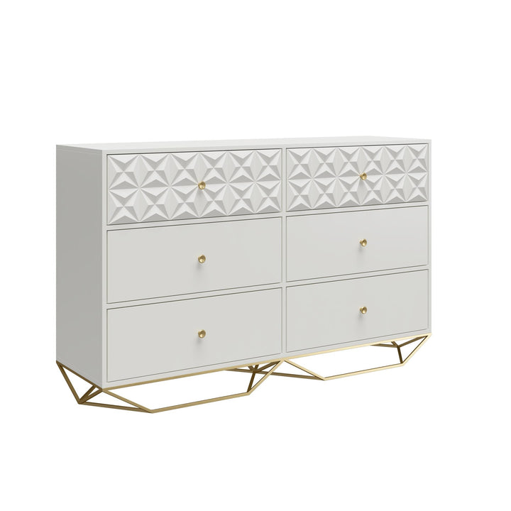 Modern Blair 6 Drawer Dresser -  White
