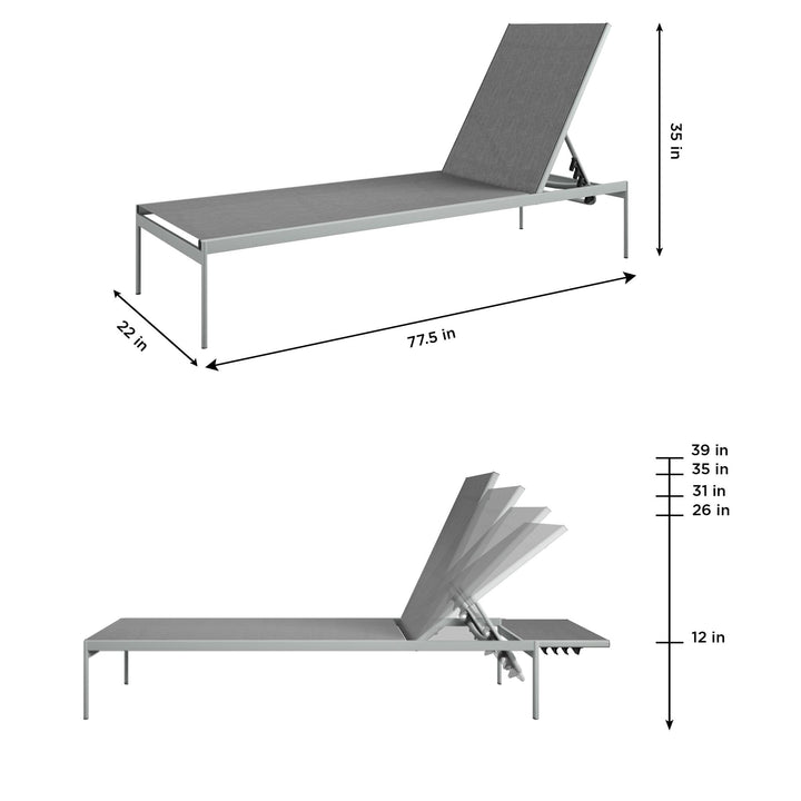 Adjustable outdoor chaise - Gray - 2-Pack
