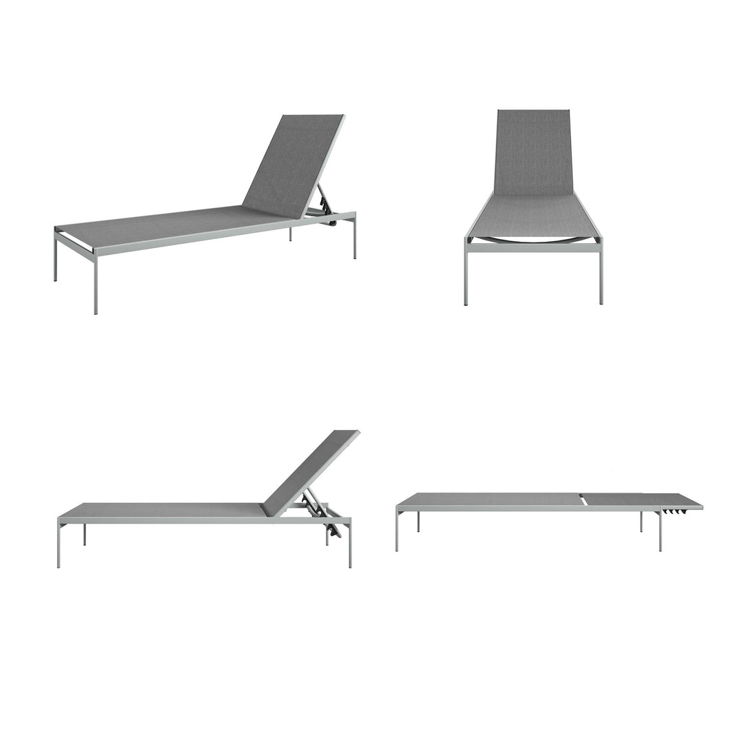 Steel outdoor pool loungers - Gray - 2-Pack