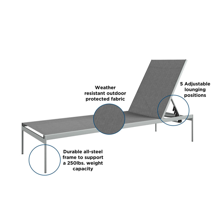 Outdoor metal sun loungers - Gray - 2-Pack
