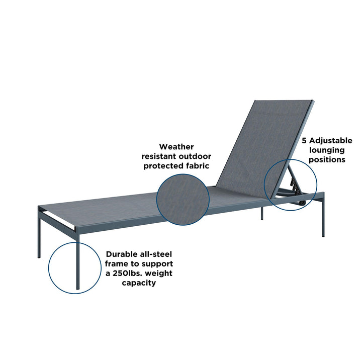 Folding steel lounge chairs - Indigo Blue - 2-Pack
