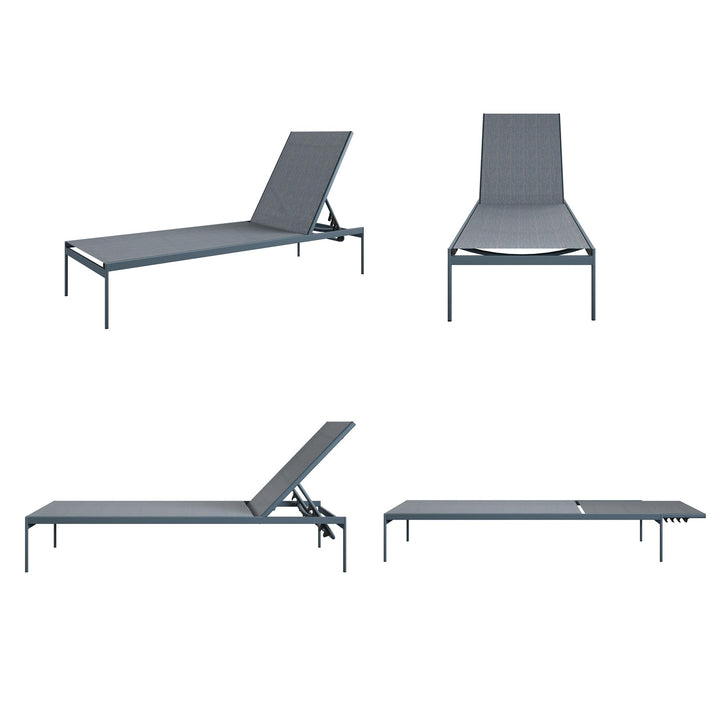 Outdoor reclining lounge chairs - Indigo Blue - 2-Pack
