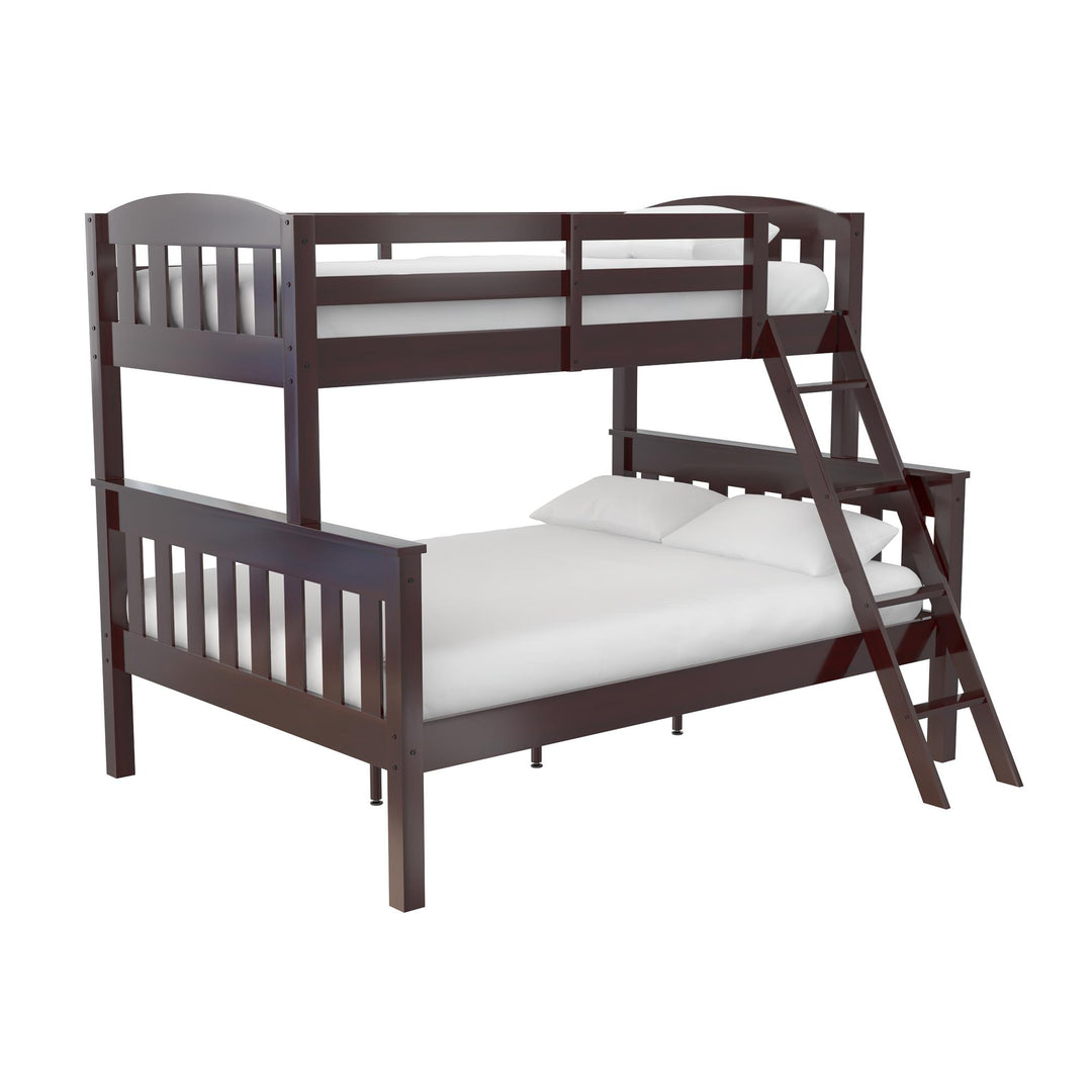 Airlie Twin-Over-Full Bunk Bed with Wooden Ladder -  Espresso  - Twin-Over-Full