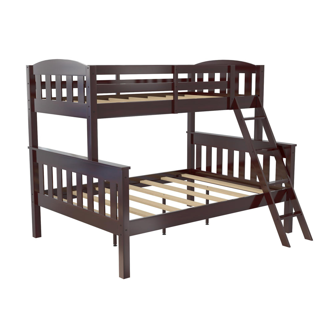 Airlie Twin-Over-Full  Wooden Bunk Bed with Ladder  -  Espresso  - Twin-Over-Full